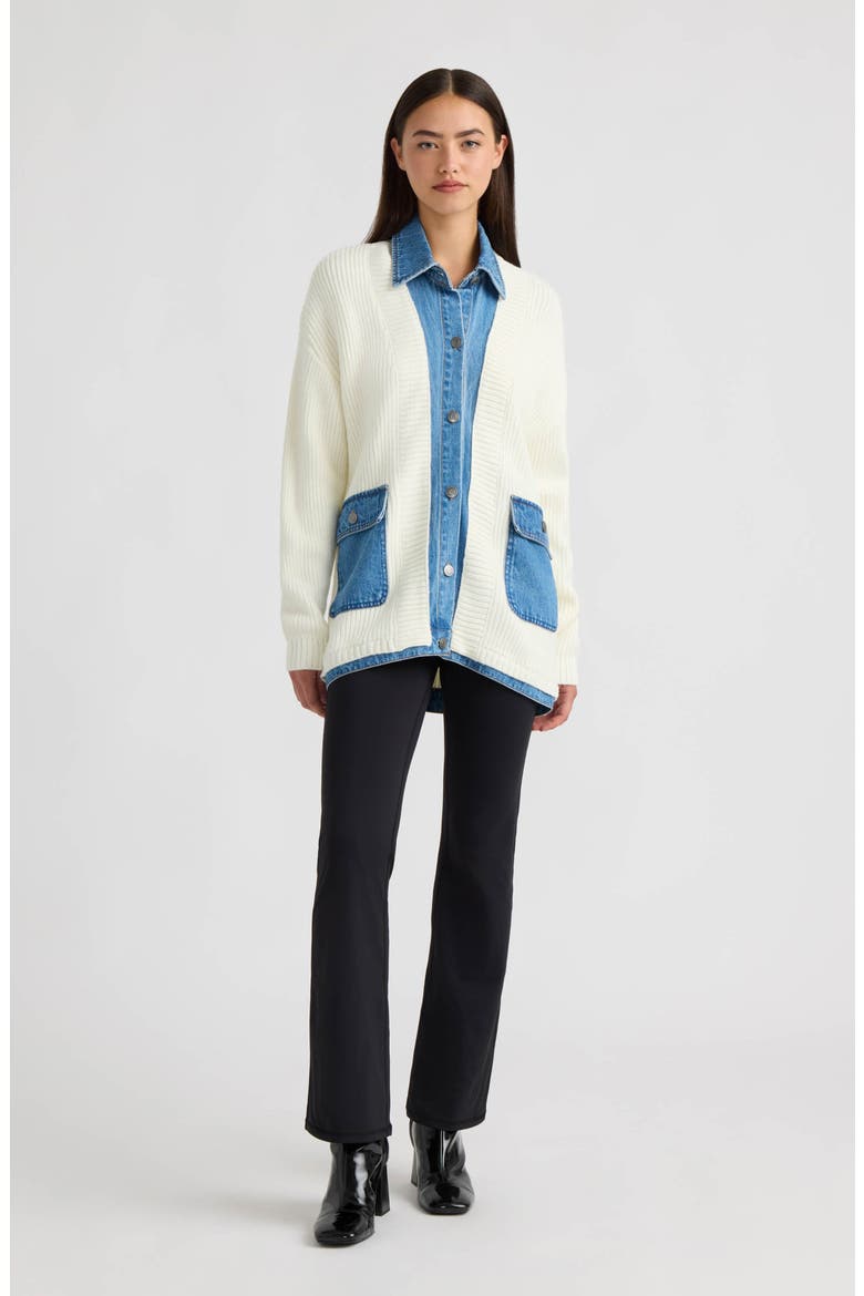 Long Mixed Media Cardigan, Alternate, color, MARSHMALLOW