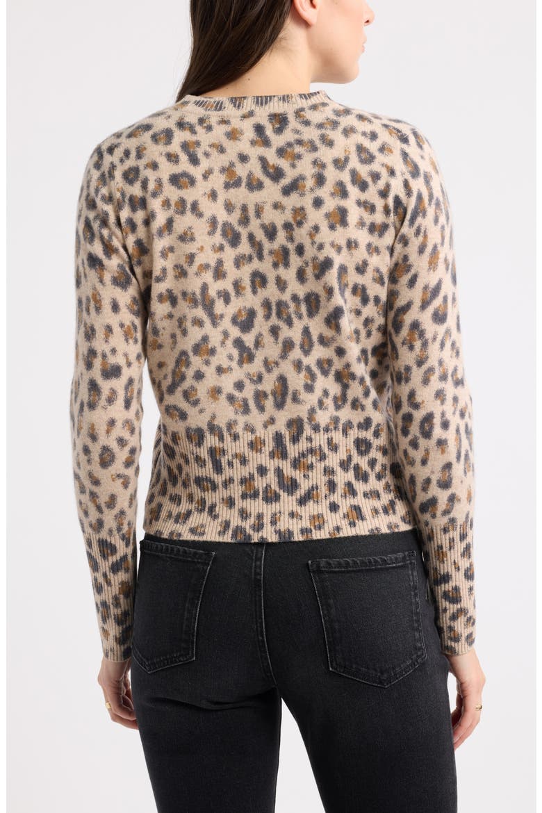 Leopard Print Wool & Cashmere Cardigan, Alternate, color, TAN- BLACK BEA LEOPARD