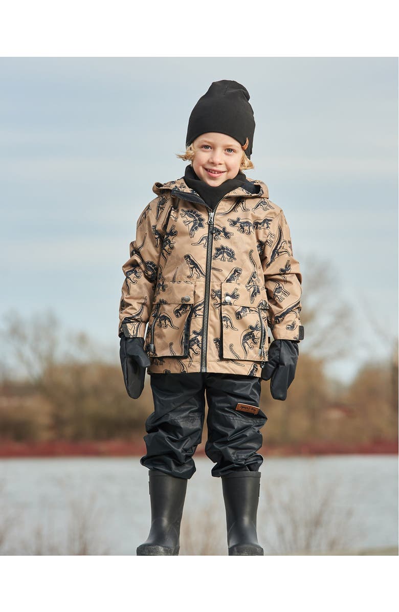 Deux par Deux Baby Boy's 3-In-1 Mid-Season Outerwear Set Black Dinosaur On Beige Background, Alternate, color, 