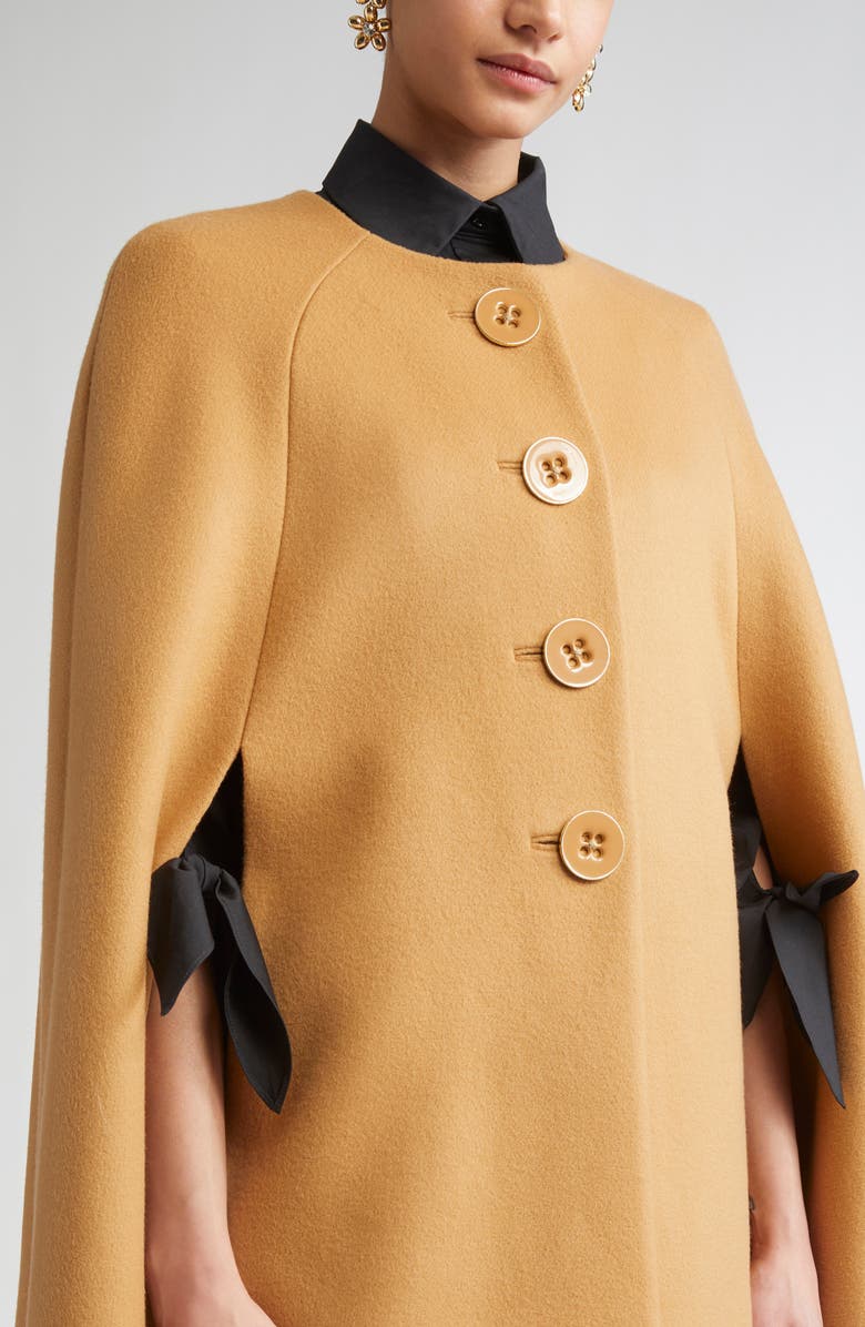 Carolina Herrera Button Front Wool Cape, Alternate, color, Tan