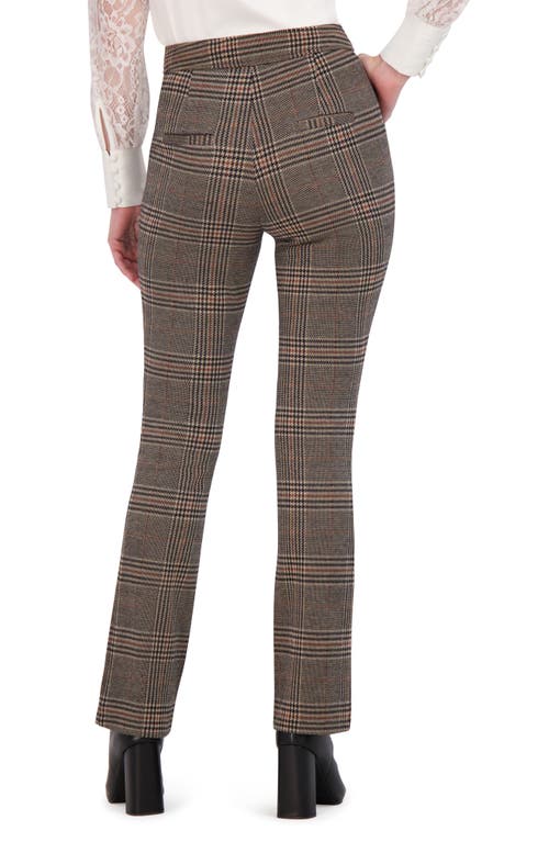 Ookie & Lala Plaid Knit Mini Bootcut Pants In Black/brown