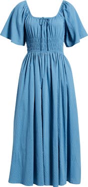 FRNCH Yemanja Short Sleeve Cotton Fit & Flare Dress