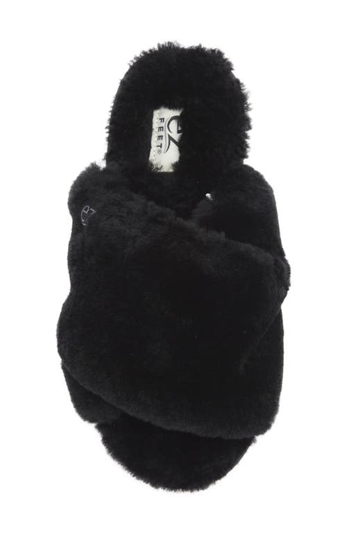 Ez Feet Genuine Shearling Mule In Black