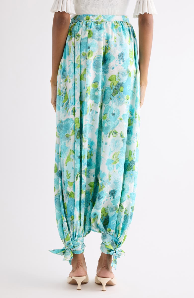 Chloé Floral Silk Jacquard Harem Pants, Alternate, color, White - Blue