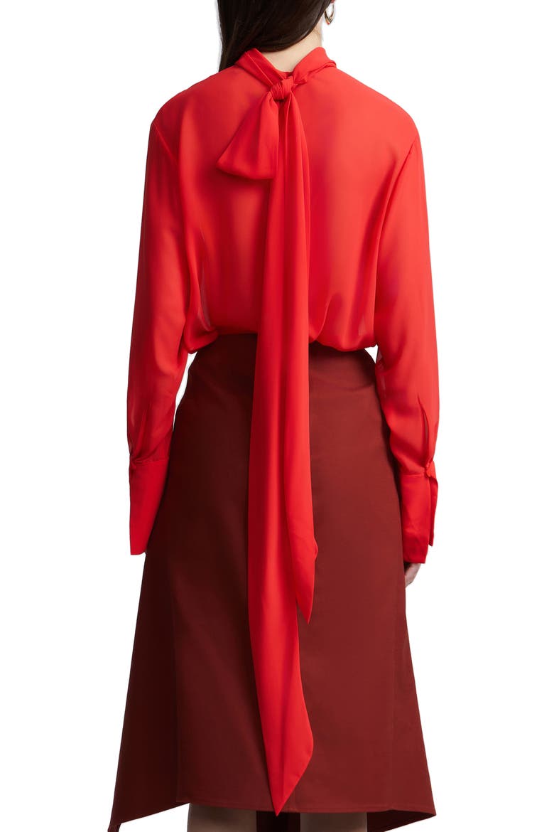 Elowen Mock Neck Chiffon Blouse, Alternate, color, CORAL