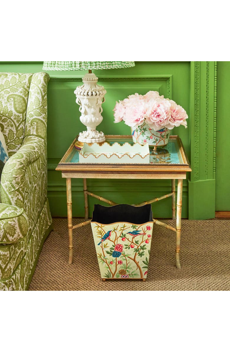Mrs. Alice Chinoiserie Tole Waste Paper Bin, Alternate, color, Green