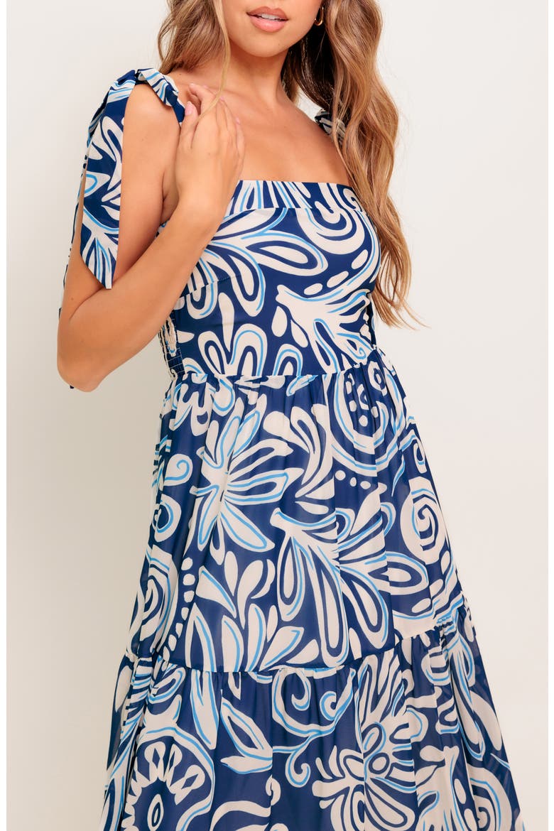 Tie Strap Tiered Chiffon Maxi Dress, Alternate, color, NAVY BLUE