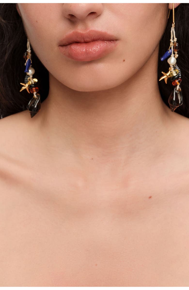 Bimba y Lola Amber Starfish And Seashell Earrings, Alternate, color, Amber