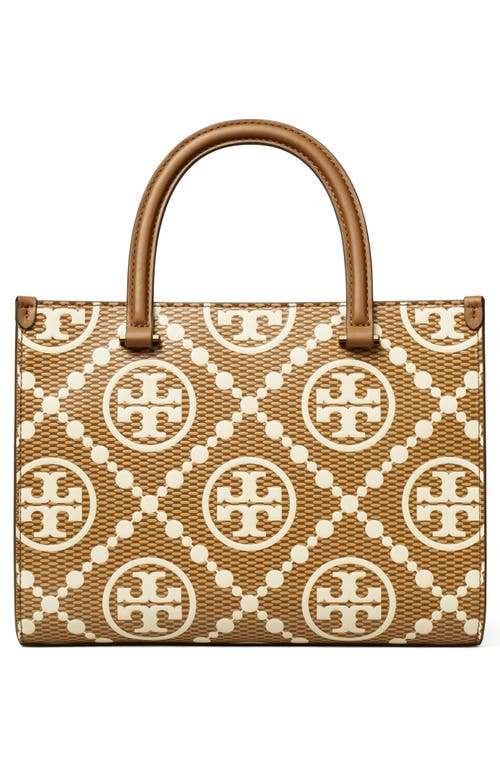Tory Burch T Monogram Embossed Textured Leather Tote In Walnut