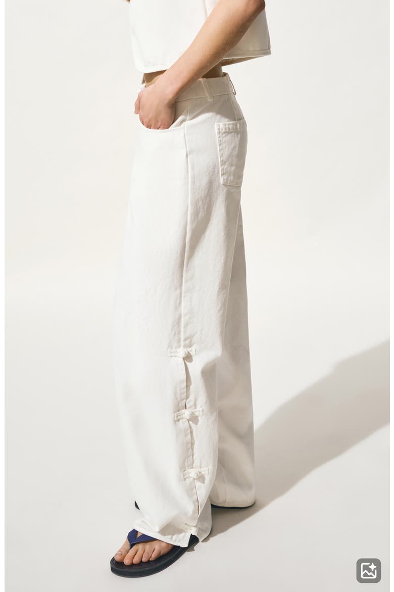 Knot Detail Straight Leg Trouser Jeans, Alternate, color, OFF WHITE