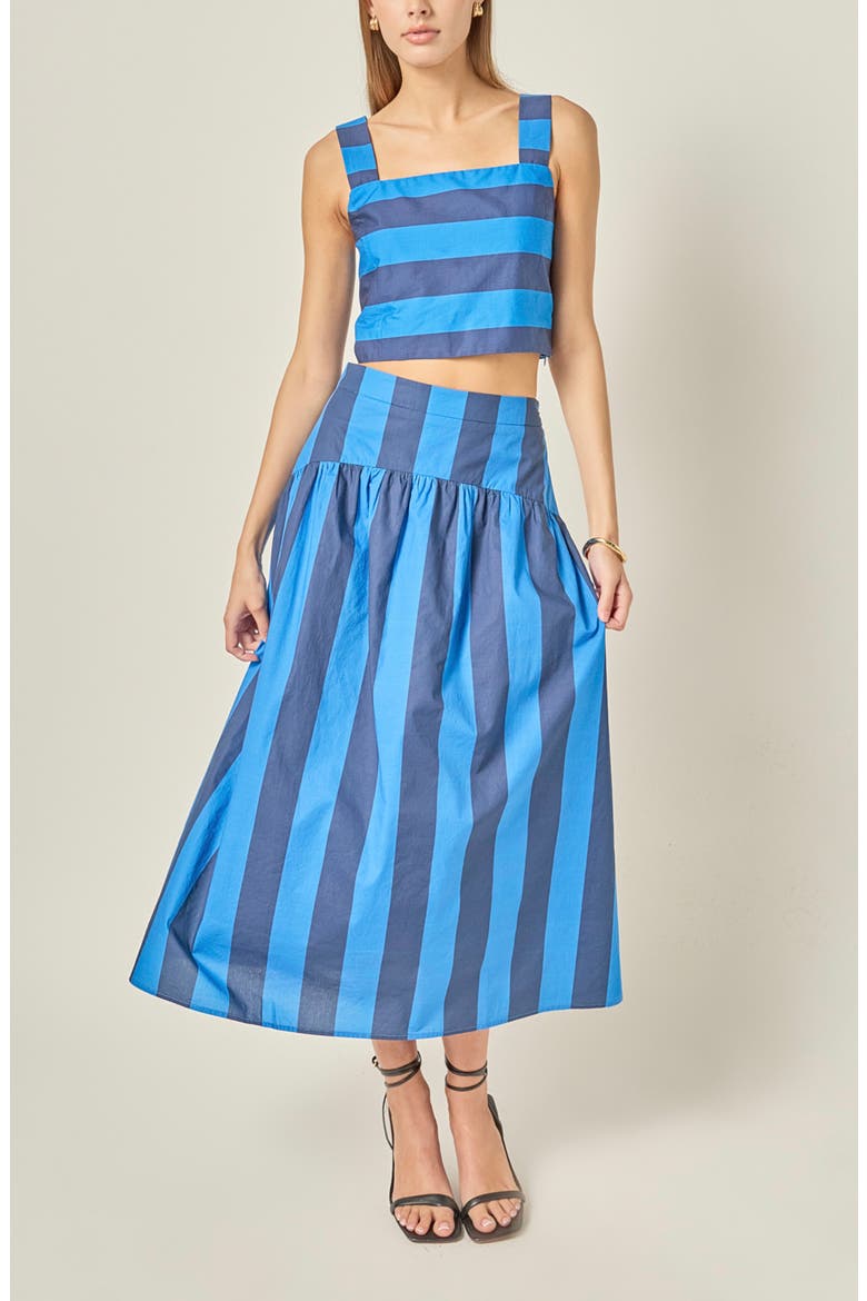 Striped Cotton Crop Top, Alternate, color, CORNFLOWER/ NAVY BLUE