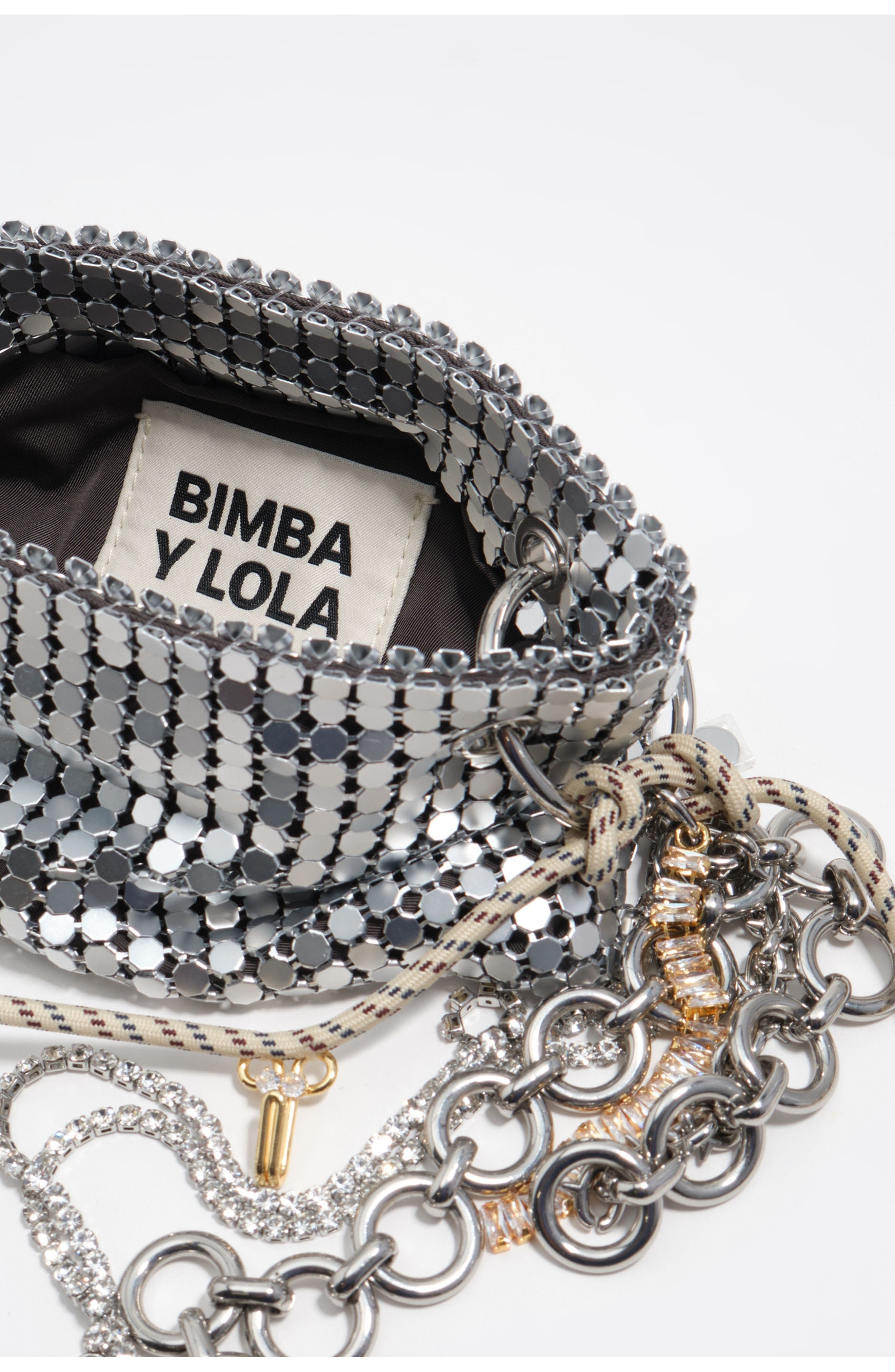 Bimba y Lola Metallic Mesh Mini Bag, Alternate, color, Silver