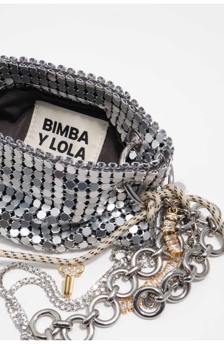 Bimba y Lola Metallic Mesh Mini Bag, Alternate, color, Silver
