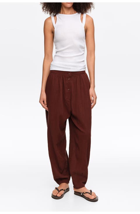 Textured Cotton Harem Trousers