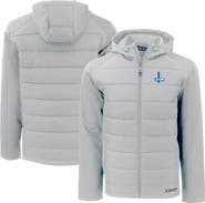 Cutter & Buck Men's Cutter & Buck Gray Detroit Lions Throwback Evoke Hybrid Eco Softshell Recycled Full-Zip Hoodie Jacket