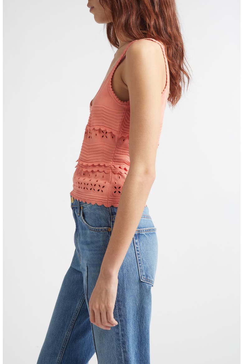 Sea Eyelet Camisole, Alternate, color, CORAL PEONY