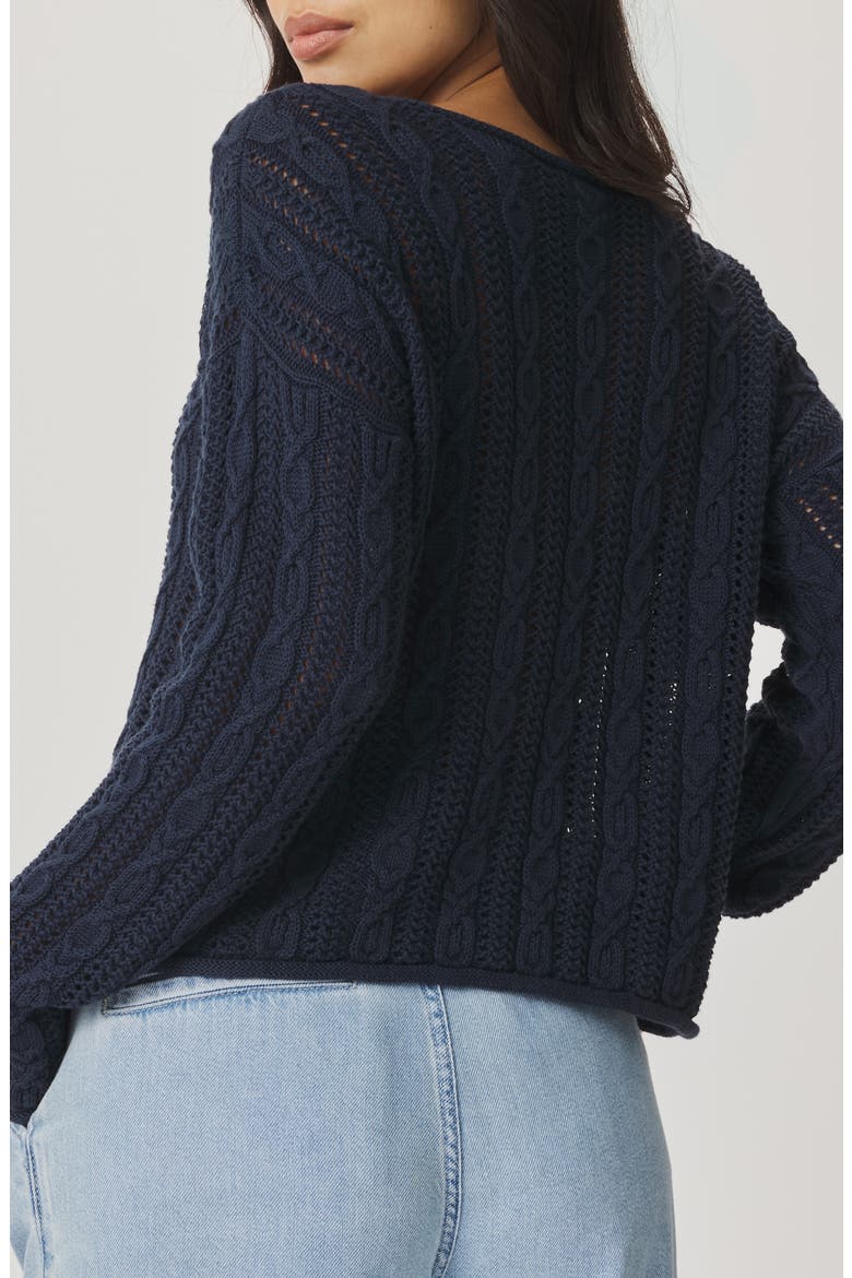 Brennan Cable Knit Cotton Sweater, Alternate, color, NAVY BLUE