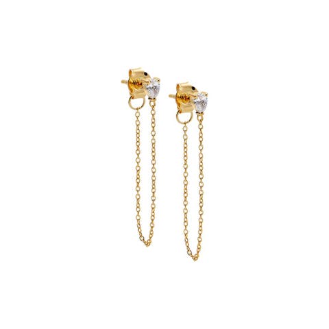 Lab Grown Diamond Pear Chain Drop Stud Earring