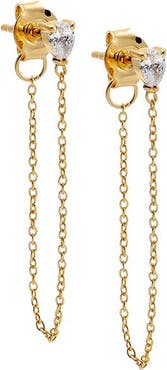 BY ADINA EDEN Lab Grown Diamond Pear Chain Drop Stud Earring