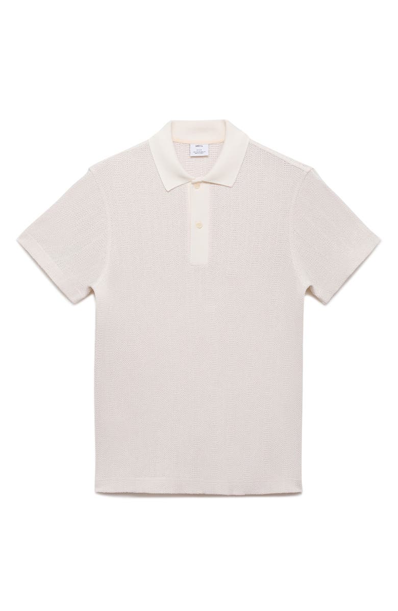 MANGO Regular Fit Openwork Polo, Alternate, color, Off White