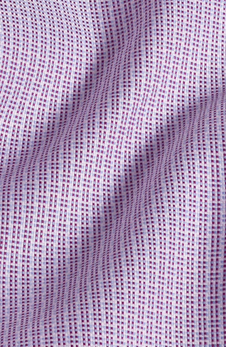 David Donahue Trim Fit Micro Dobby Cotton Dress Shirt, Alternate, color, Berry/ Sky