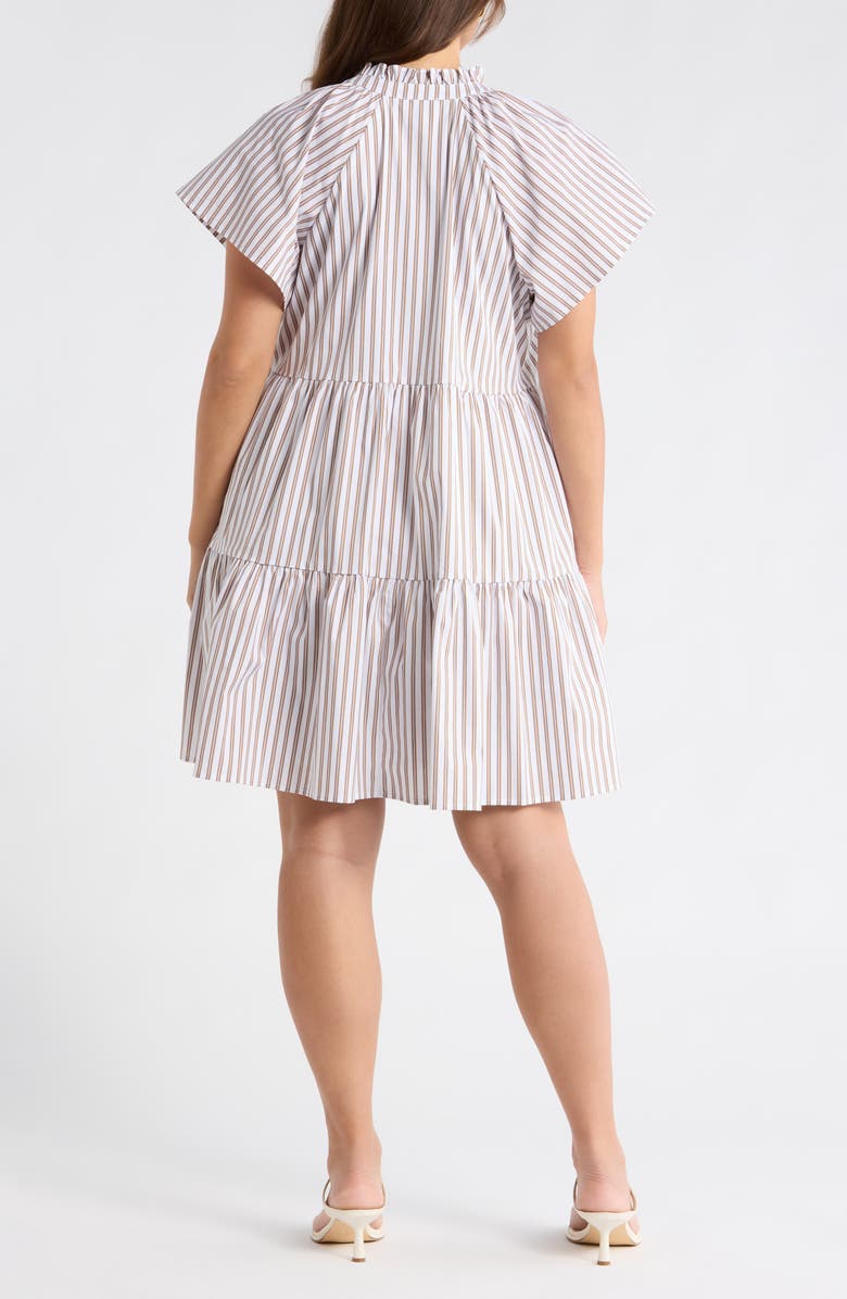 SUGARLIPS Parson Stripe Janelly Poplin Tiered Minidress, Alternate, color, Brown-Stripe