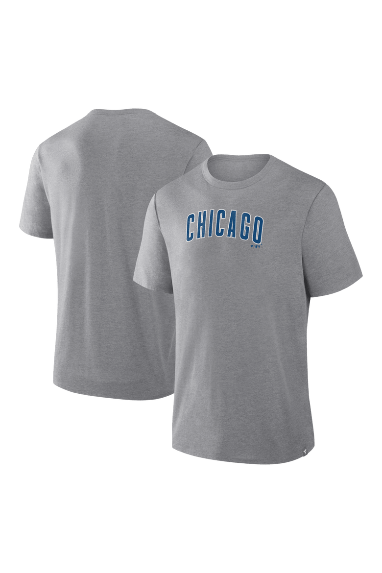 Men's Fanatics Heather Gray Chicago Cubs Play Tribute Tri-Blend T-Shirt, Main, color, Heather Gray