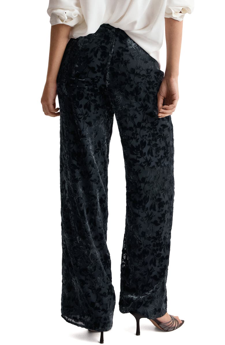 MANGO Devoré Velvet Straight Leg Pants, Alternate, color, Night Blue