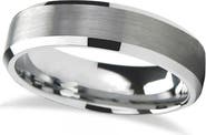 ALLUREZ Brushed Center Beveled Tungsten Wedding Band