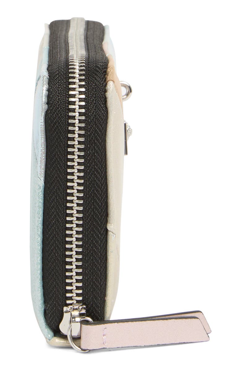 Kurt Geiger London Stripe Leather Zip Around Wallet, Alternate, color, Open Grey