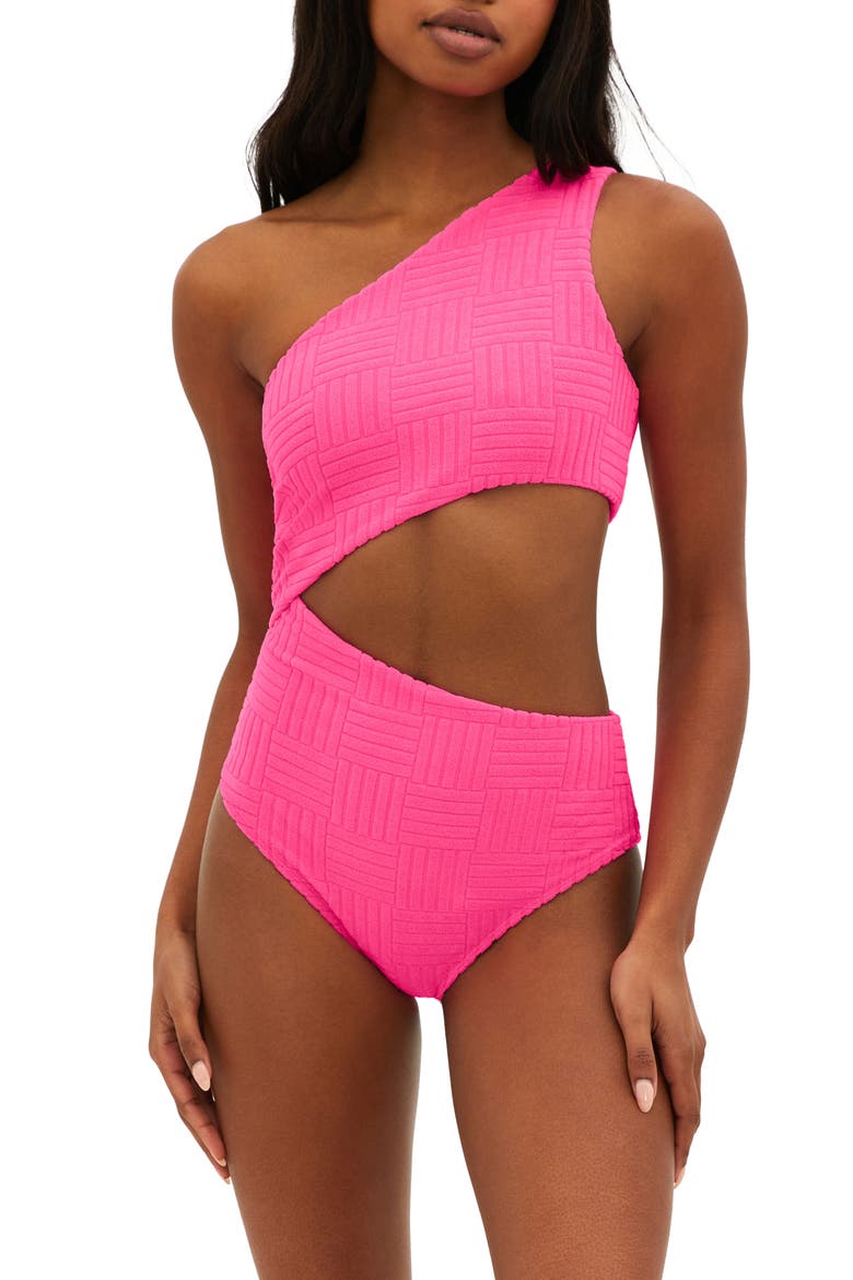 Celine Cutout One-Shoulder One-Piece Swimsuit, Main, color, STRAWBERRY MOON