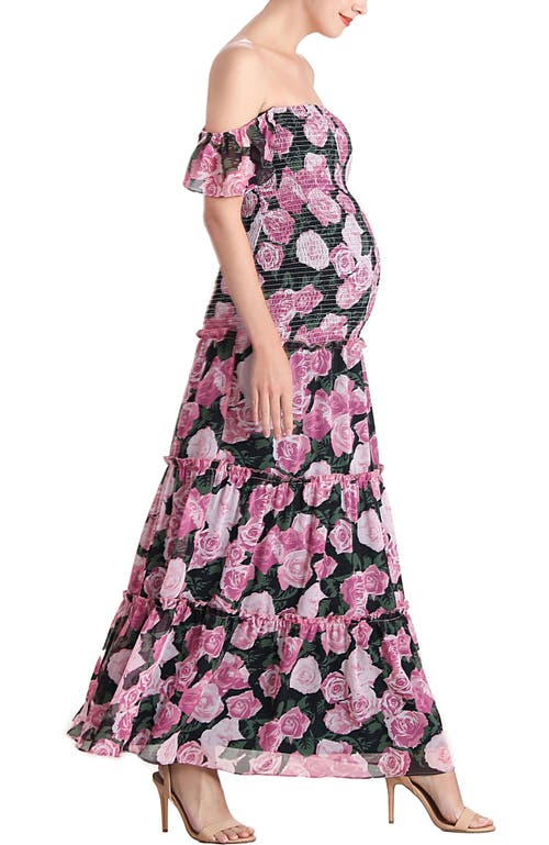 Kimi & Kai Acey Smocked Maternity Maxi Dress In Multicolored