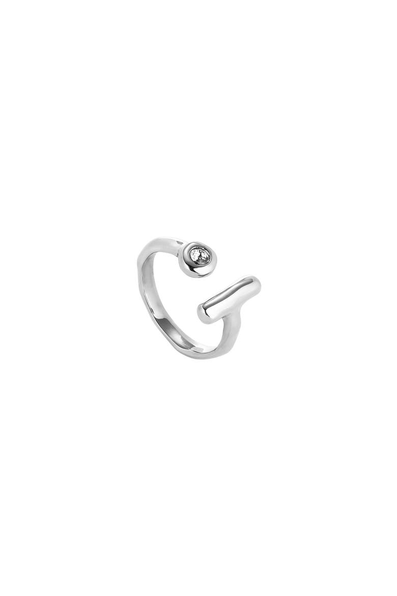 Open Sterling Silver-Plated Ring with White Topaz, Main, color, Silver