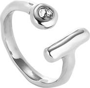UNODE50 Open Sterling Silver-Plated Ring with White Topaz