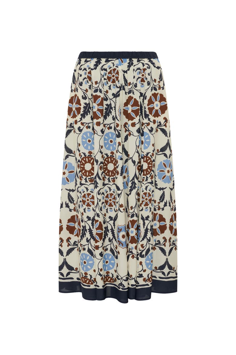 Jonia Floral Print Midi Skirt, Alternate, color, Ecru