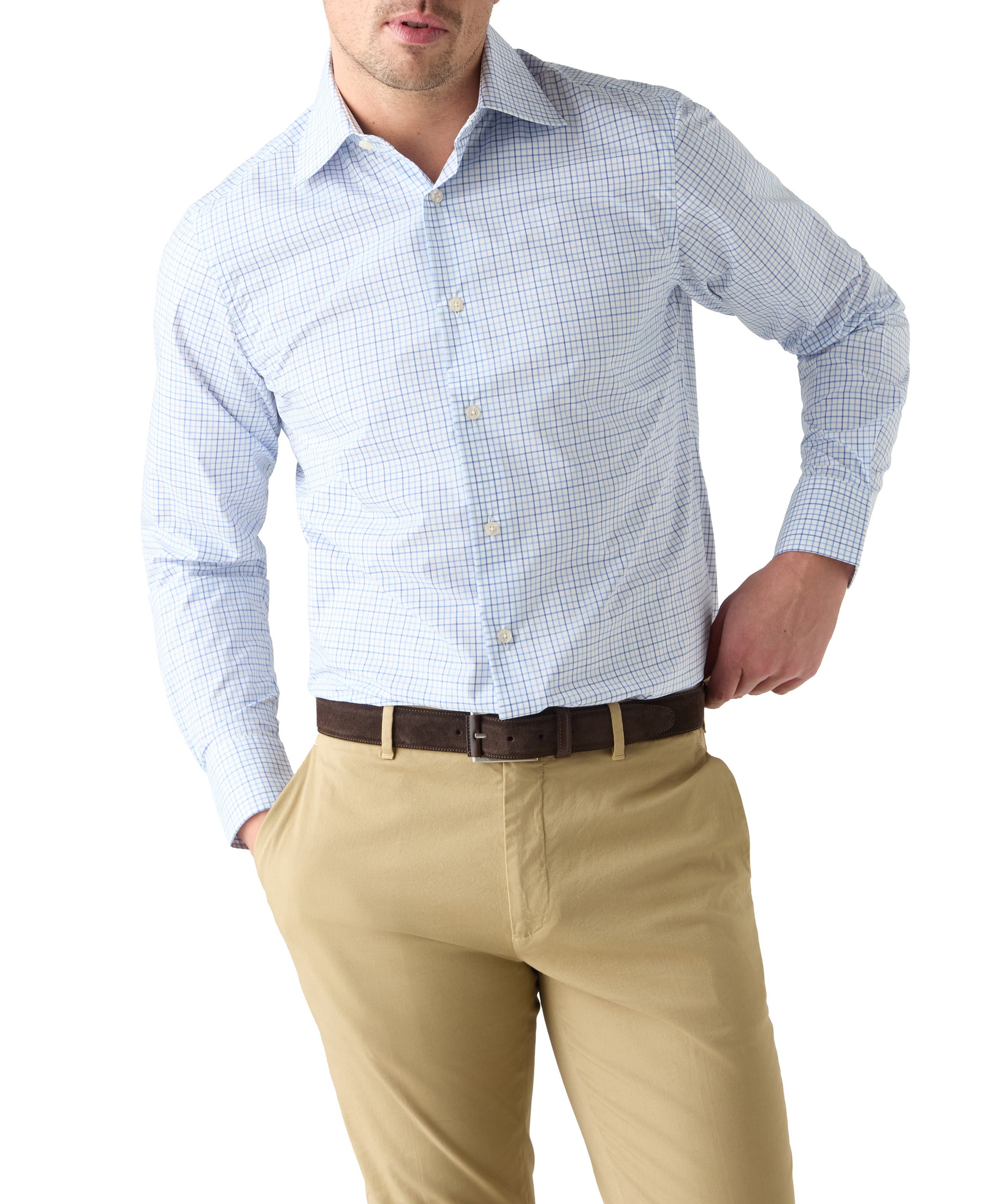 Madison Check Light Weight Poplin Shirt in Contemporary fit