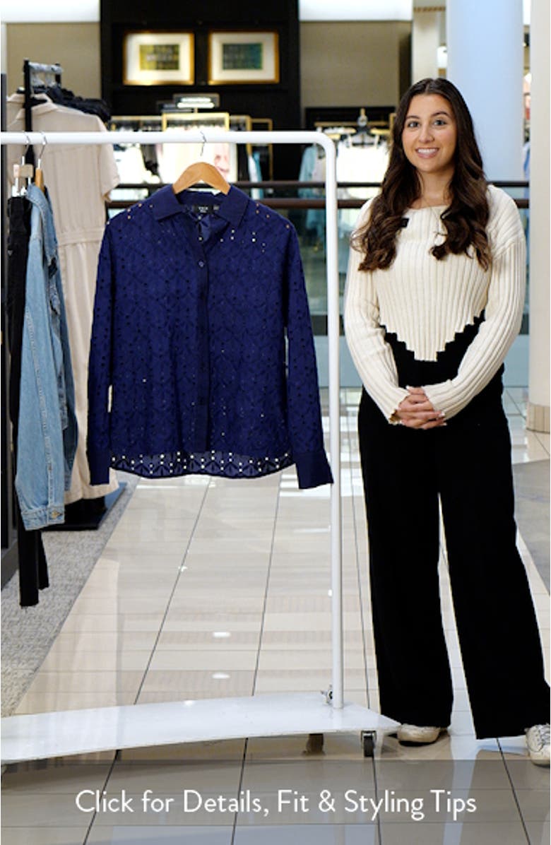 Garden Stroll Floral Eyelet Button-Up Shirt, sales video thumbnail