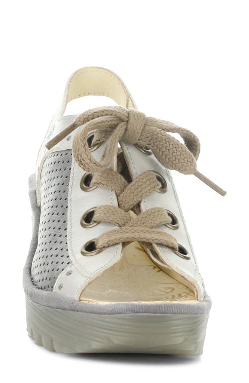 Shop Fly London 'yuta' Platform Wedge Sandal In 018 Silver/plomo
