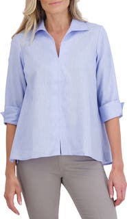Foxcroft Agnes Linen Blend Top