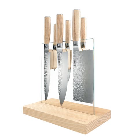 Damashiro EMPEROR® Hikari Ash 7-Piece knife block