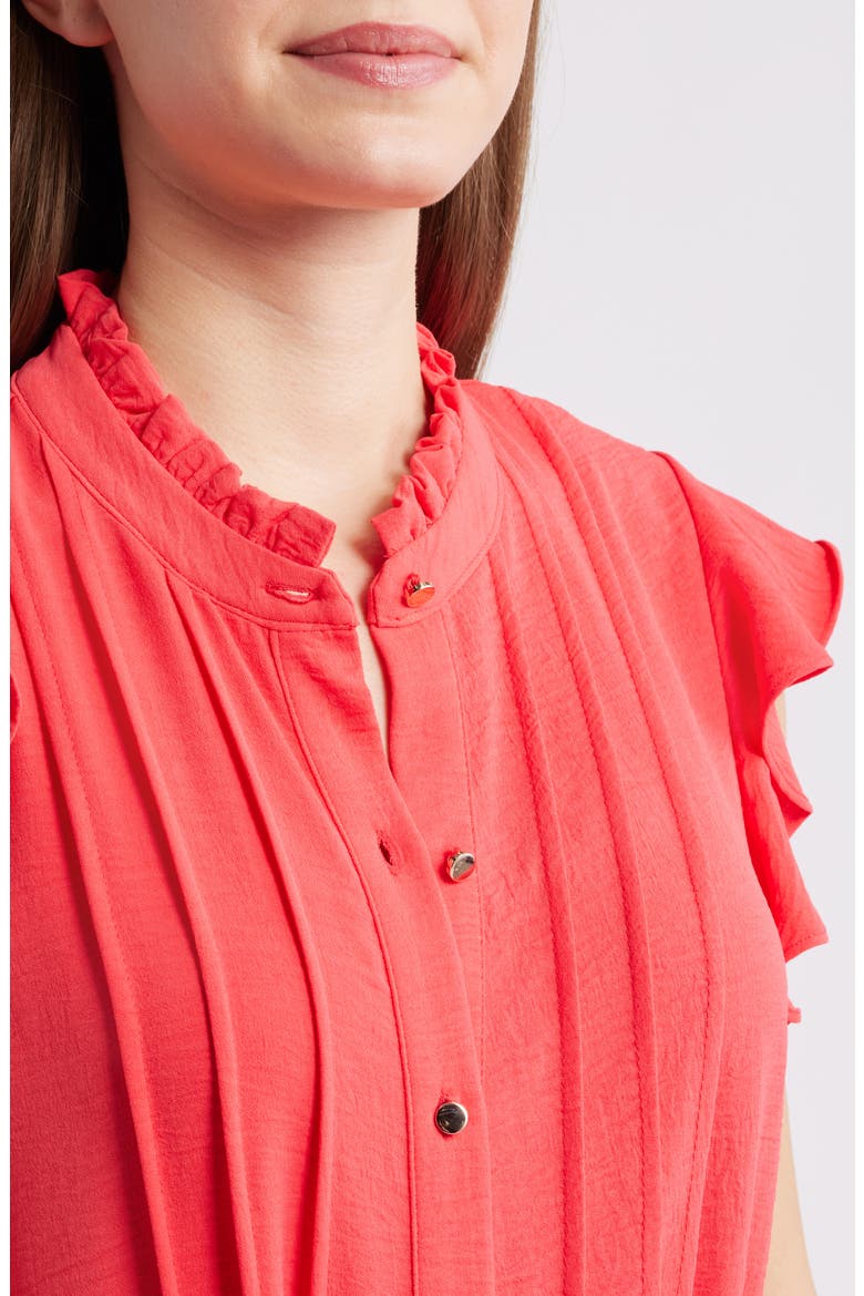 Flutter Sleeve Shirtdress, Alternate, color, CORAL