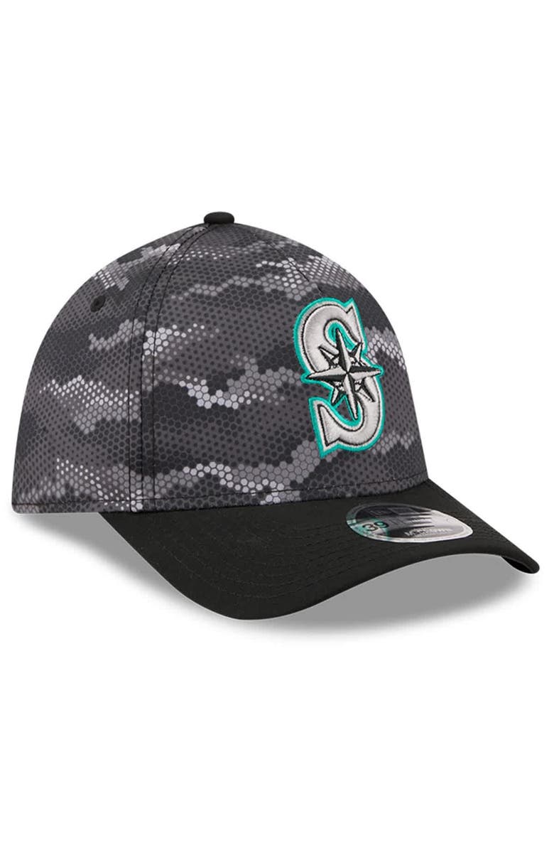 New Era Men's New Era Black Seattle Mariners Camo 39THIRTY A-Frame Flex Hat, Alternate, color, Black