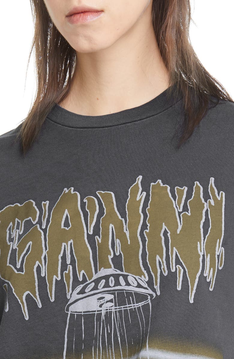 Ganni UFO Logo Graphic Tee, Alternate, color, 