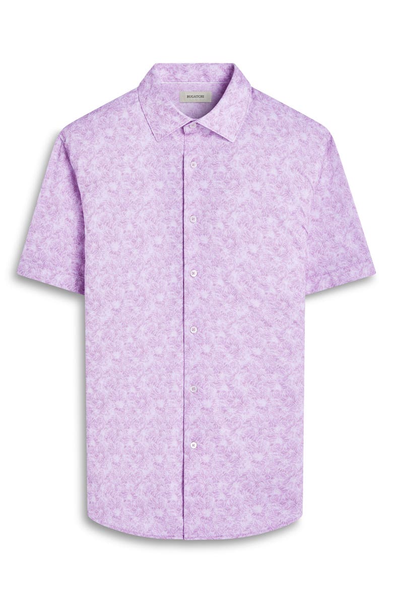 Bugatchi Miles OoohCotton<sup>®</sup> Floral Short Sleeve Button-Up Shirt, Alternate, color, Pink