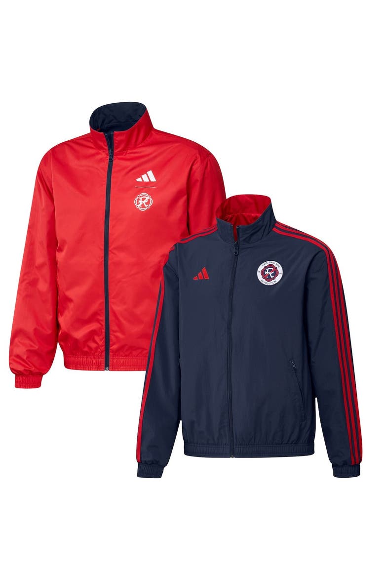Men's adidas Navy/Red New England Revolution 2023 On-Field Anthem Full-Zip Reversible Team Jacket, Main, color, Navy