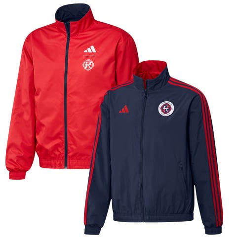 Men's adidas Navy/Red New England Revolution 2023 On-Field Anthem Full-Zip Reversible Team Jacket