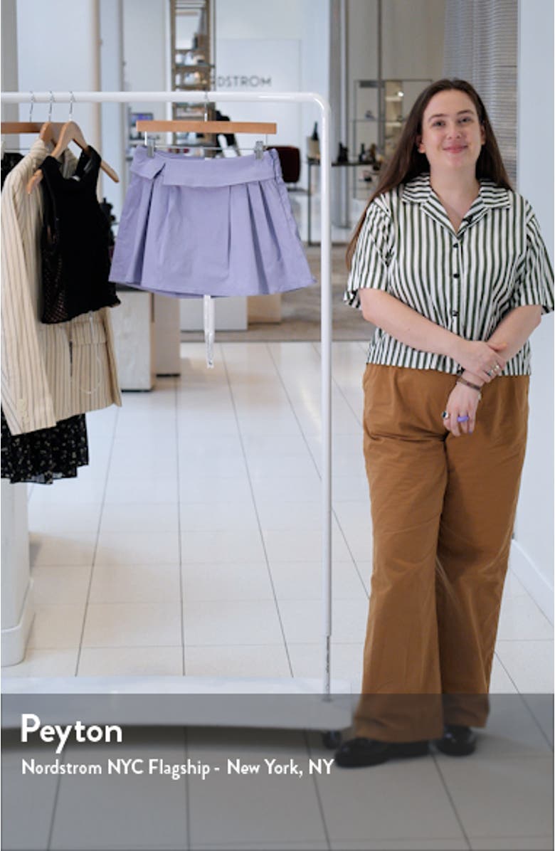 Foldover Detail Stretch Cotton Twill Miniskirt, sales video thumbnail