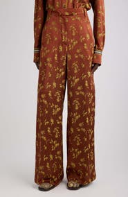 Dries Van Noten Penn Floral Jacquard Wide Leg Pants