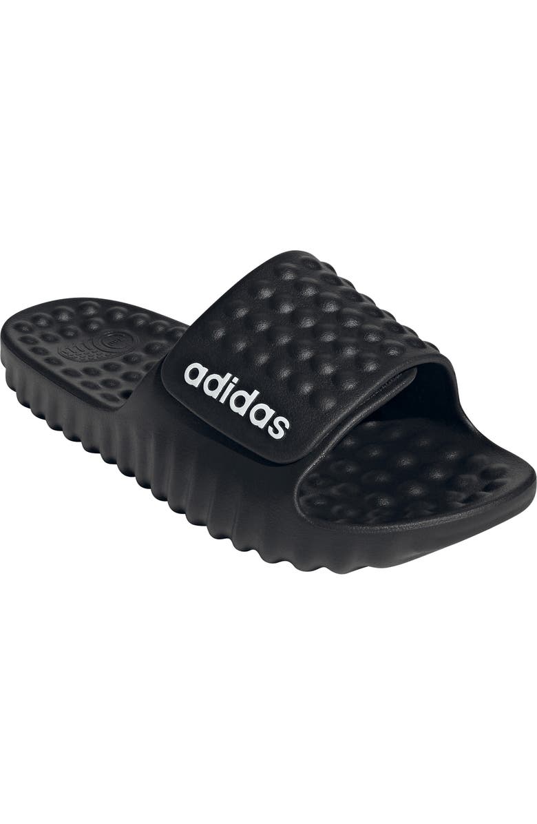 adidas Gender Inclusive Adissage Bubble 360 REC Slide Sandal, Main, color, Core Black/ White/ Core Black