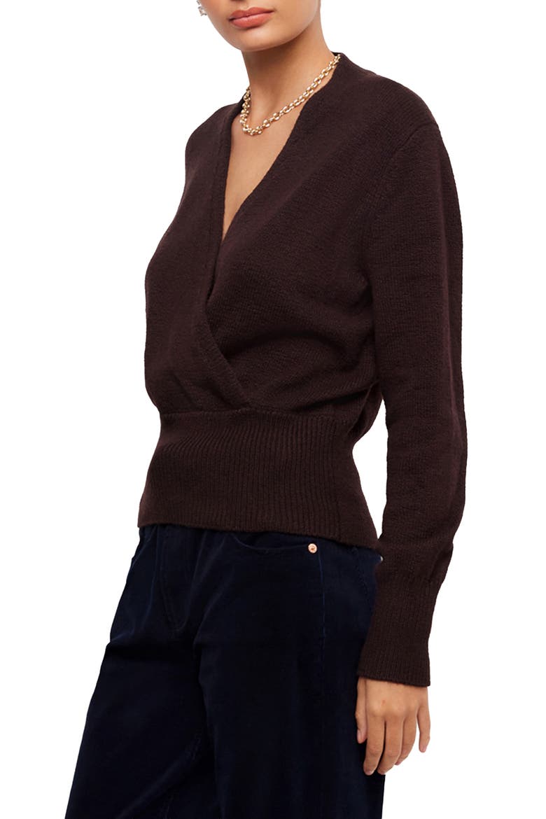 Wrap Front Cotton Blend Sweater, Alternate, color, CHOCOLATE
